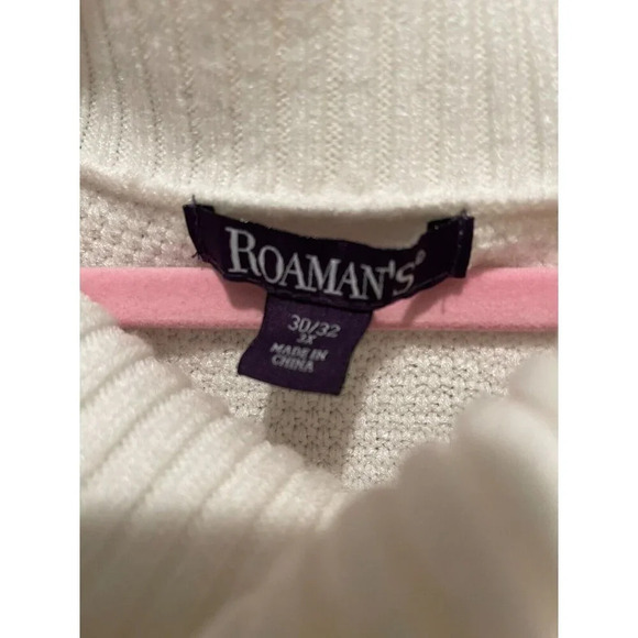 Roaman's +30/32 Eggshell Textured Detail Cowl Neckline Long Sleeve Sweater Dress - Picture 6 of 6